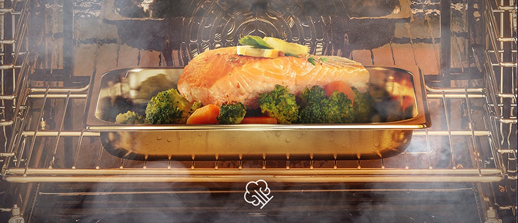 This is an image of salmon steaming.